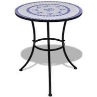 Bistrotafel 60 cm mozaek blauw en wit - thumbnail