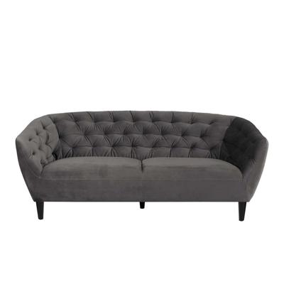 Leen Bakker - Bank Thyrza 3-zits - Fluweel - Donker - Stof/Velvet - Grijs - 84x191x78 Cm