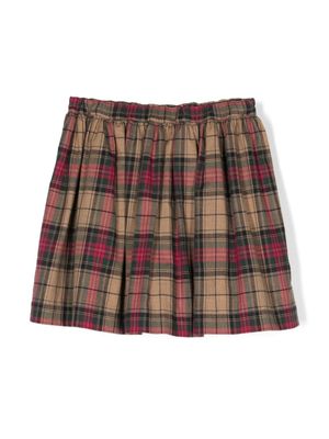 Bonpoint jupe plissée à motif tartan - Marron