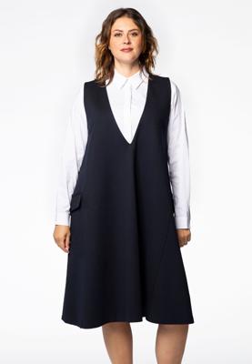 Yoek Dress deep v-neck | Blauw | Maat 54/56