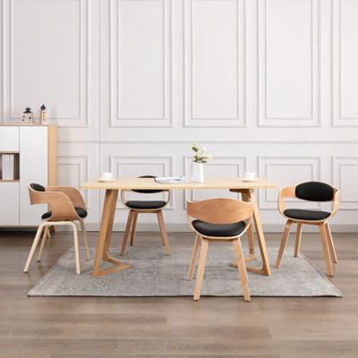 Eetkamerstoelen 4 st gebogen hout en kunstleer