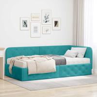 Hoekbedframe met matras Turquoise 90 x 190 cm Fluweel