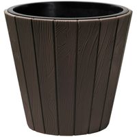 Prosperplast Plantenpot/bloempot Wood Style - buiten/binnen - kunststof - donkerbruin - D35 x H32 cm - Plantenpotten - thumbnail