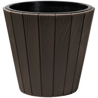 Prosperplast Plantenpot/bloempot Wood Style - buiten/binnen - kunststof - donkerbruin - D35 x H32 cm - Plantenpotten