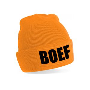 Boef muts/beanie onesize  unisex - oranje One size  -