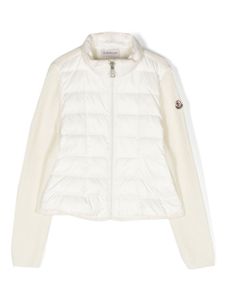 Moncler Enfant veste en maille nervurée à empiècements matelassés - Blanc