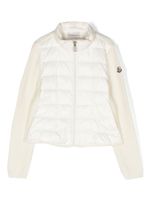 Moncler Enfant veste en maille nervurée à empiècements matelassés - Blanc