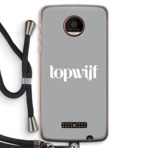 Topwijf Grijs Wit: Motorola Moto Z Force Transparant Hoesje met koord