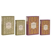 Decoratieve Doos Home ESPRIT Groen Lila Hout MDF Gebloemd Tropisch (2 Stuks)