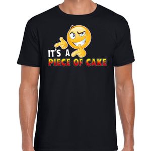 Funny emoticon t-shirt Its a piece of cake zwart heren