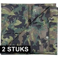 2x Groene camouflage afdekzeilen / dekzeilen 2 x 3 meter