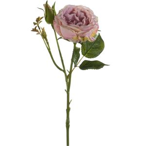 Kunstbloem roos Anne - lila paars - 37 cm - decoratie bloemen   -