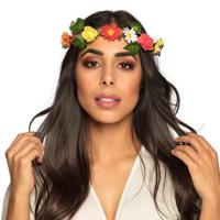 Carnaval/festival hippie flower power hoofdband - gekleurde bloemen/bladeren - haarband