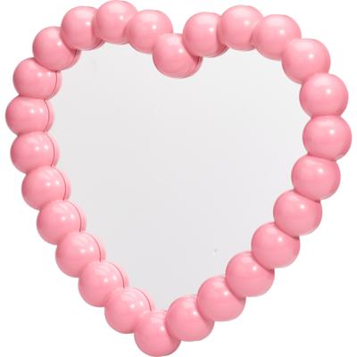 Home & Styling kinder wandspiegel - Heart - 28 x 27 cm - kunststof/glas - roze rand
