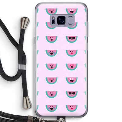 Smiley watermeloenprint: Samsung Galaxy S8 Plus Transparant Hoesje met koord