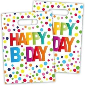 Happy B-day feestzakjes - 40x - stippen - 22 cm - uitdeelzakjes - traktatiezakjes