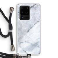 Witte marmer: Samsung Galaxy S20 Ultra Transparant Hoesje met koord Witte marmer: Samsung Galaxy S20 Ultra Transparant Hoesje met koord