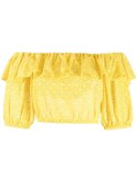 P.A.R.O.S.H. haut crop volanté en broderie anglaise - Jaune