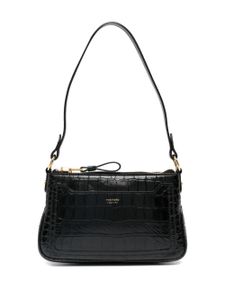 TOM FORD sac porté épaule en cuir à effet peau de crocodile - Noir