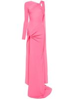 David Koma robe longue asymétrique à détail noué - Rose