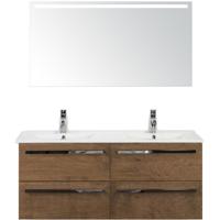 Seville Badmeubelset 120 cm - 4 Laden Tabacco - Wastafel Enjoy Dubbel met Sence Spiegel