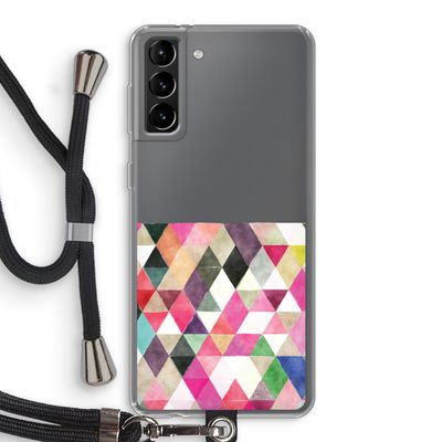 Gekleurde driehoekjes: Samsung Galaxy S21 Plus Transparant Hoesje met koord