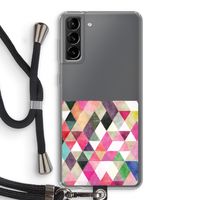 Gekleurde driehoekjes: Samsung Galaxy S21 Plus Transparant Hoesje met koord