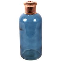 Bloemenvaas Firm Bottle - transparant blauw/koper - glas - D11 x H27 cm