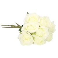 Kunstbloem roos Simone - 6x - wit - 45 cm - decoratie bloemen
