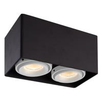 Dimbare LED Opbouwspot plafond Esto - 2 Lichts - Zwart met witte afdekringen - IP20 - kantelbaar - excl. GU10 lichtbron - voor droge ruimtes