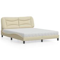 Bed met matras stof crèmekleurig 160x200 cm