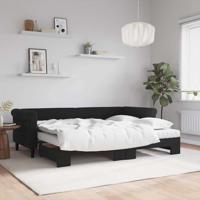 Slaapbank onderschuifbed en matrassen 80x200 cm fluweel zwart