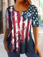 Loose America Flag Casual Jersey Shirt - thumbnail