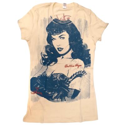 Bettie Page Che-Bettie T-Shirt Cream / Aqua-L