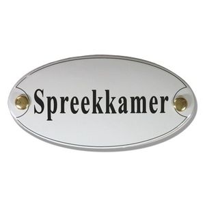 Emaille deurbord ovaal Spreekkamer