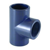 Aquaforte PVC T-Stuk 90° - Dubbele Ø20mm Slangaansluiting, ½" Binnendraad PN10 - Vijverkoppelstuk