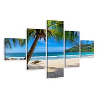 Schilderij - Tropisch Eiland, 5 luik, Premium Print - thumbnail