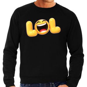 Funny emoticon sweater LOL zwart heren