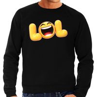 Funny emoticon sweater LOL zwart heren - thumbnail