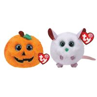 Ty - Knuffel - Teeny Puffies - Halloween Pumpkin & Christmas Mouse