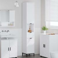 Hoge badkamerkast met lade Wit 31.5 x 33 x 190 cm Bewerkt hout