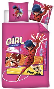 Miraculous Dekbedovertrek Girl Power 140 x 200 cm + 63 x 63 cm - Polyester - Roze