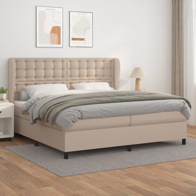 Boxspring met matras kunstleer cappuccinokleurig 200x200 cm