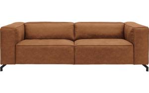 Goossens Bank Calvin cognac, micro leer, 3,5-zits, modern design