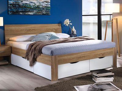 Bed FLASH 160x200 cm sonoma eik/wit met lades