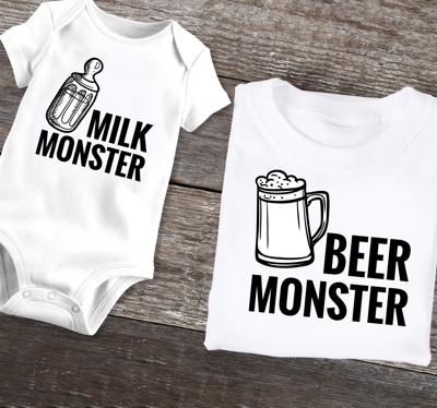 Vaders en zonen tshirts Bier en melk monster