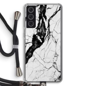 Witte marmer 2: Samsung Galaxy S21 FE Transparant Hoesje met koord