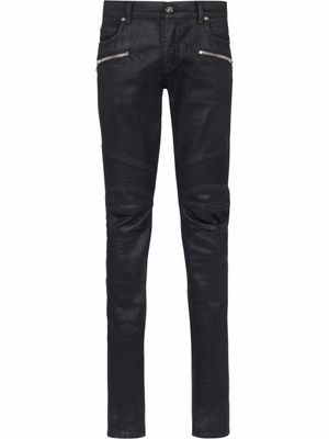 Balmain jean slim à effet enduit - Noir