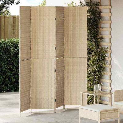 Kamerscherm Beige 196 x 200 cm poly rattan