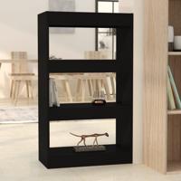 Boekenkast/kamerscherm 60x30x103 cm bewerkt hout zwart